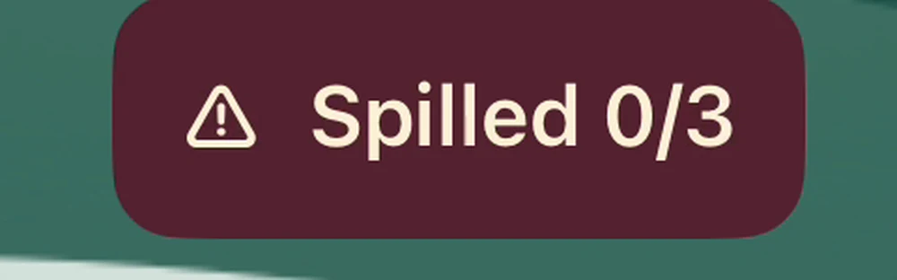 The Spilled counter shows 0/3.