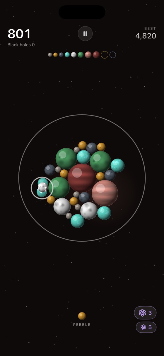 Celestial bodies gathered inside the circular arena during a run