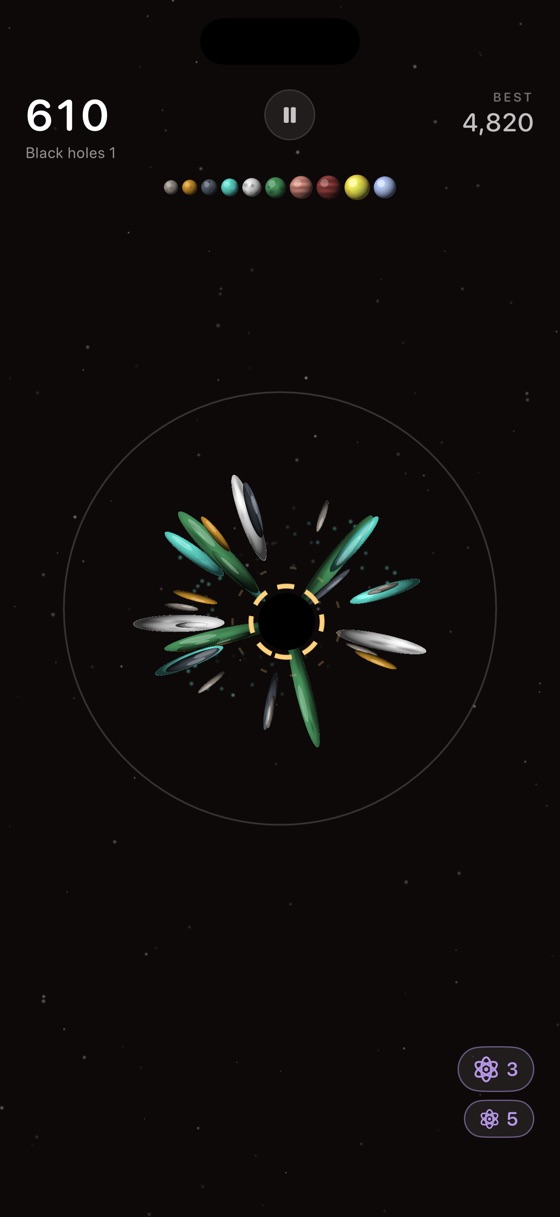 A black hole at the centre of the arena drawing every body into a spiral